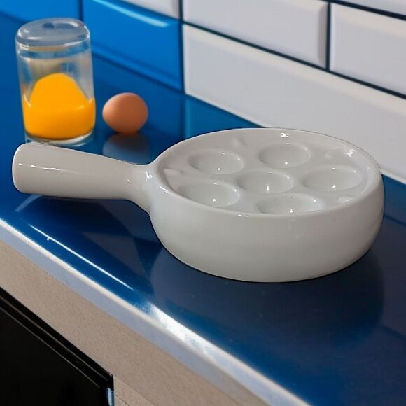 Apilco Escargot Dish Plate Tray France White Porcelain 6 Holes Farmhouse Cottage - Picture 13 of 15